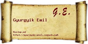 Gyurgyik Emil névjegykártya